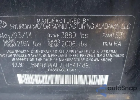 2014 Hyundai Elantra Se z USA, uszkodzony, nr VIN 5NPDH4AE2EH541489